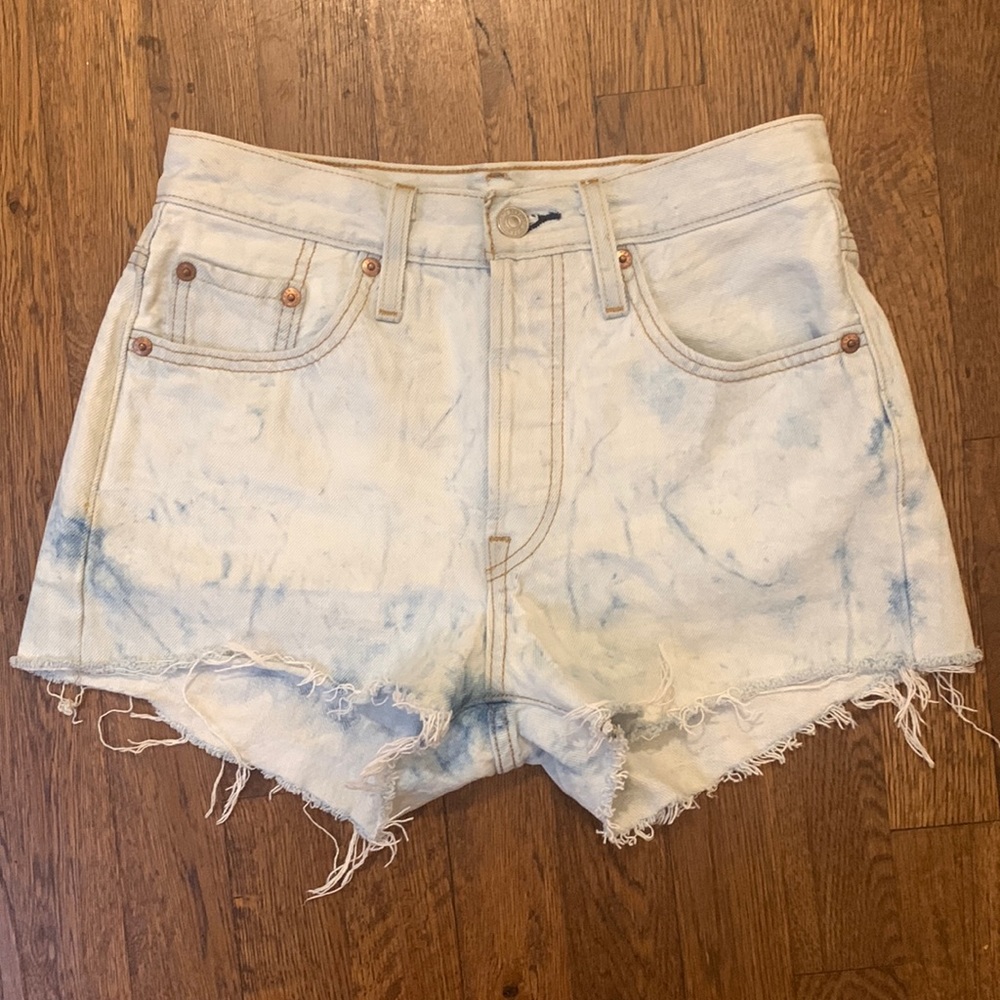 Levi's Light Blue Tie-Dye High-Waist Denim Shorts